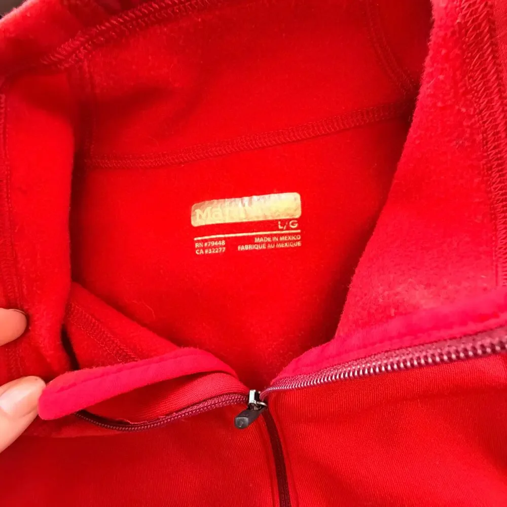 Marmot Men's Large 1/2 Zip Stretch‎ Fleece Pullover red Jacket base layer